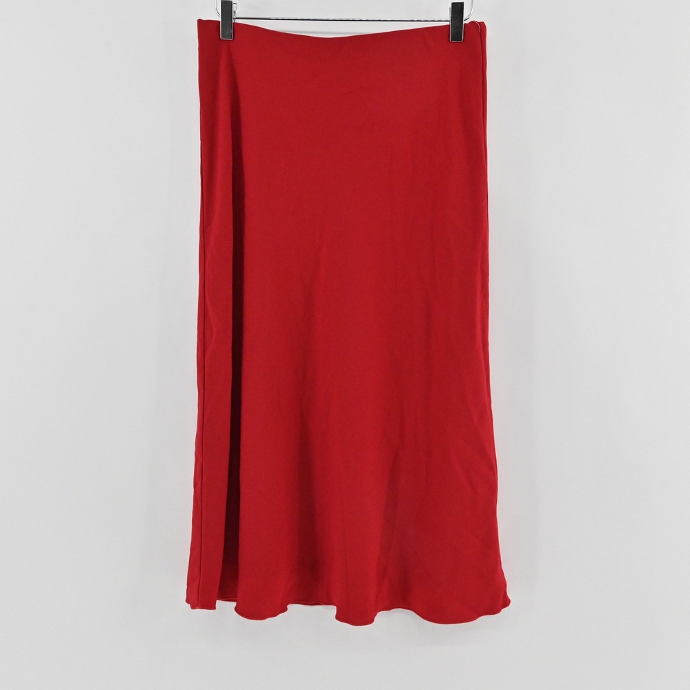 Karen Kane All That Shines Bias Cut Midi Skirt Womens Size M Red Lined Holiday